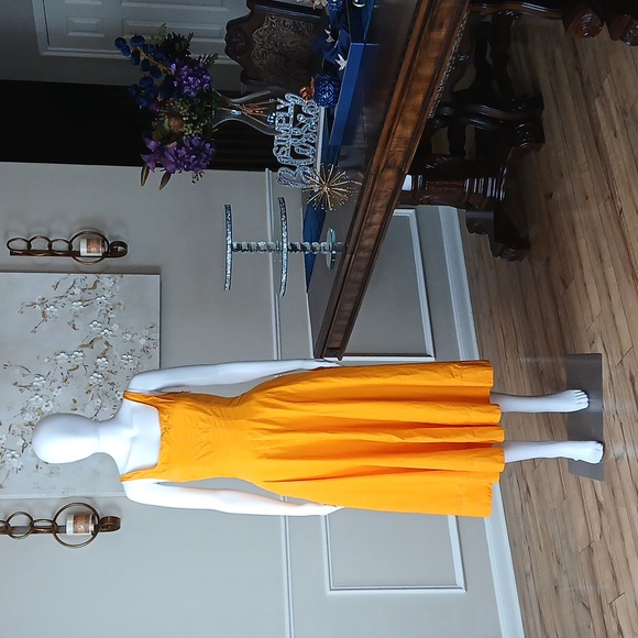 Zara Women's Orange Cotton Plopin Midi Dress. Size S - Picture 12 of 17